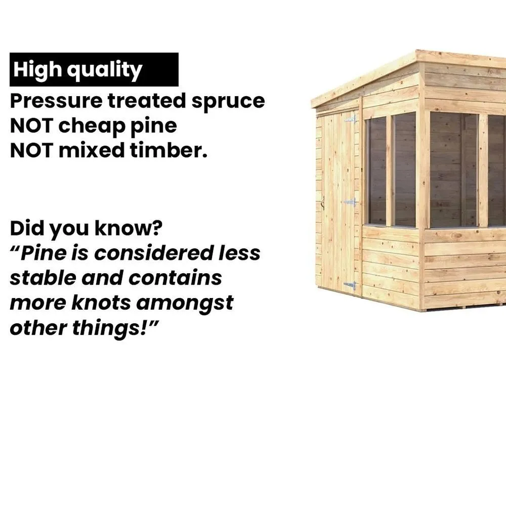 Dunster House Wooden Potting Shed Pent Roof W4' x D6' (W1.2 x D1.8m) Overlord Modular in Brown 6
