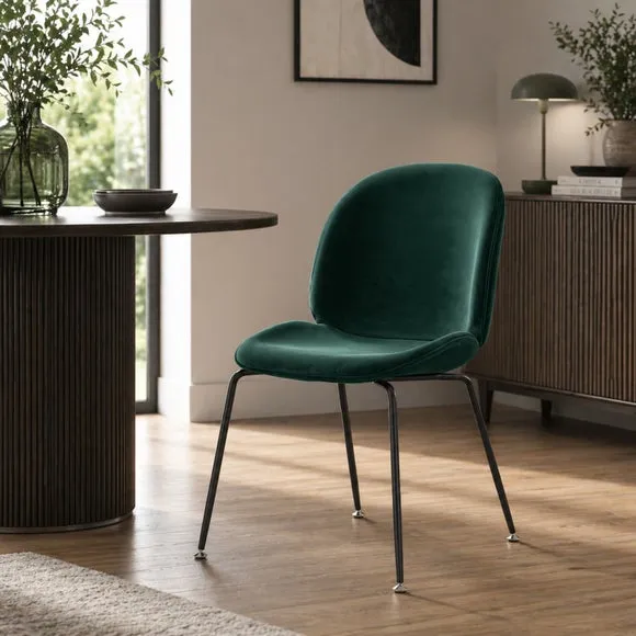 Fusion Living Luxurious Velvet Dining Chair with Black Metal Legs 1