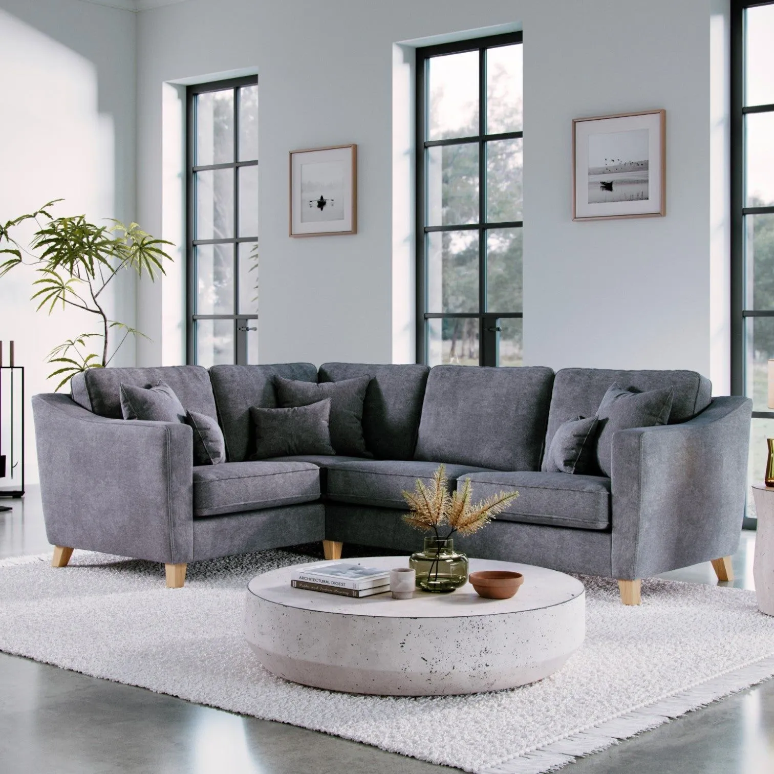 The Great Sofa Company Jackson Left Hand Facing Chenille Corner Sofa in Grey 1