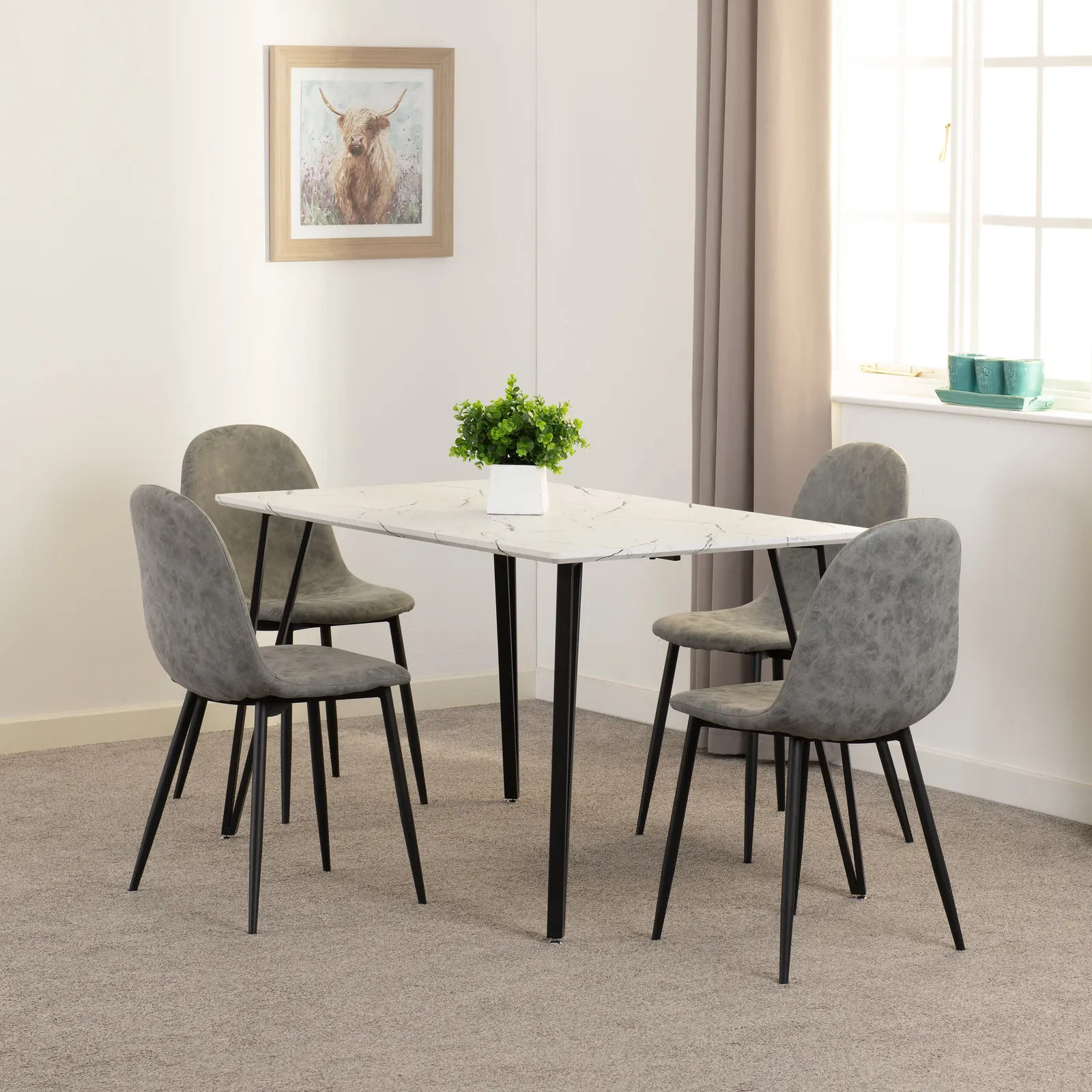 Seconique Marlow & Athens Dining Set in Grey