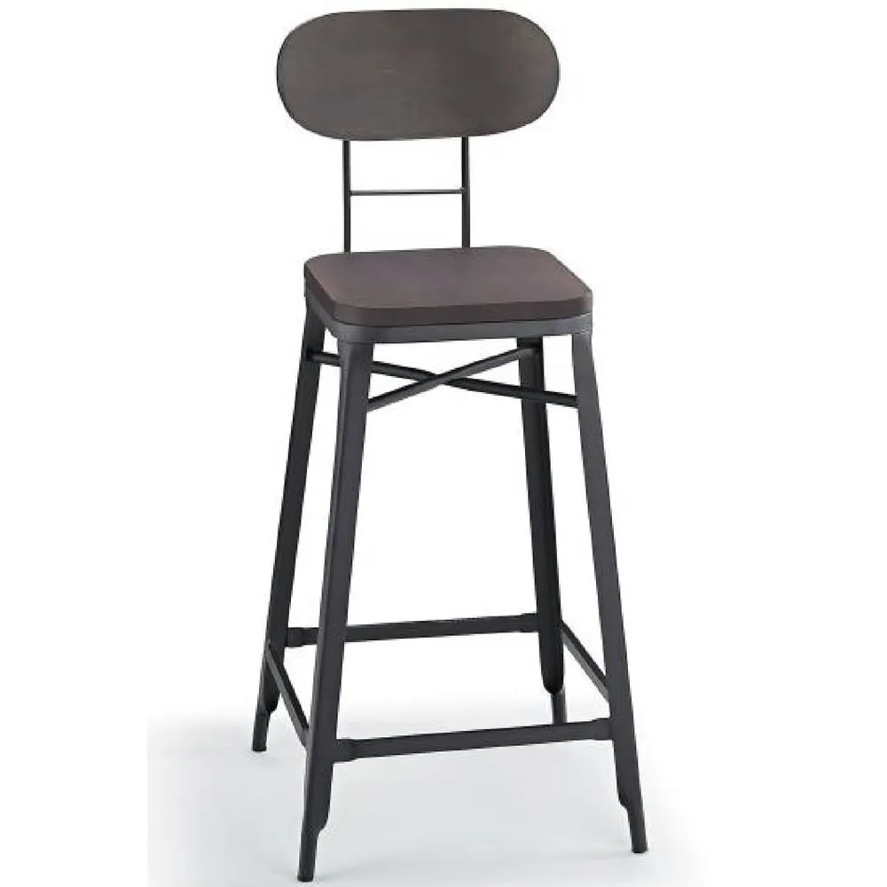 netfurniture Fapone Farmhouse Kitchen Bar Stool - Black Frame & Cherry Seat 3