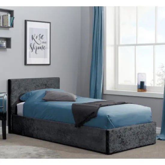 Berlin Fabric Ottoman Single Bed In Black Crushed Velvet