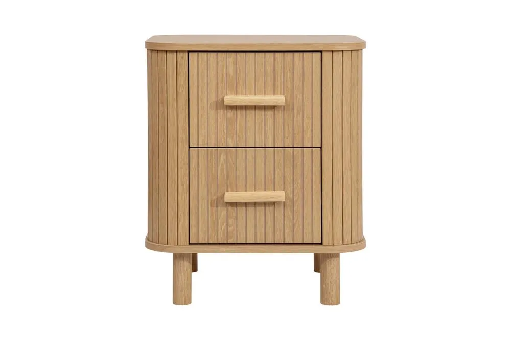 Birlea Pair of 2 Drawer Oak Wooden Fluted Bedside Axel in Natural 6