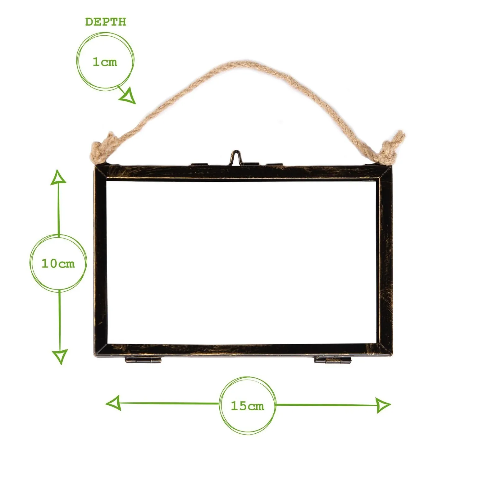 Nicola Spring Hanging Metal Photo Frame - 6" x 4" - Black - Picture Frame Wall Mounted Frame with Rope 3