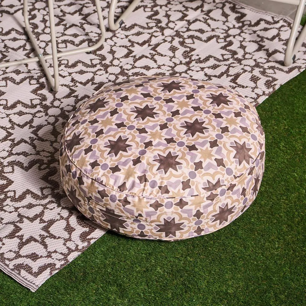 OHS Tiles Print Round Outdoor Garden Cushion Water Resistant