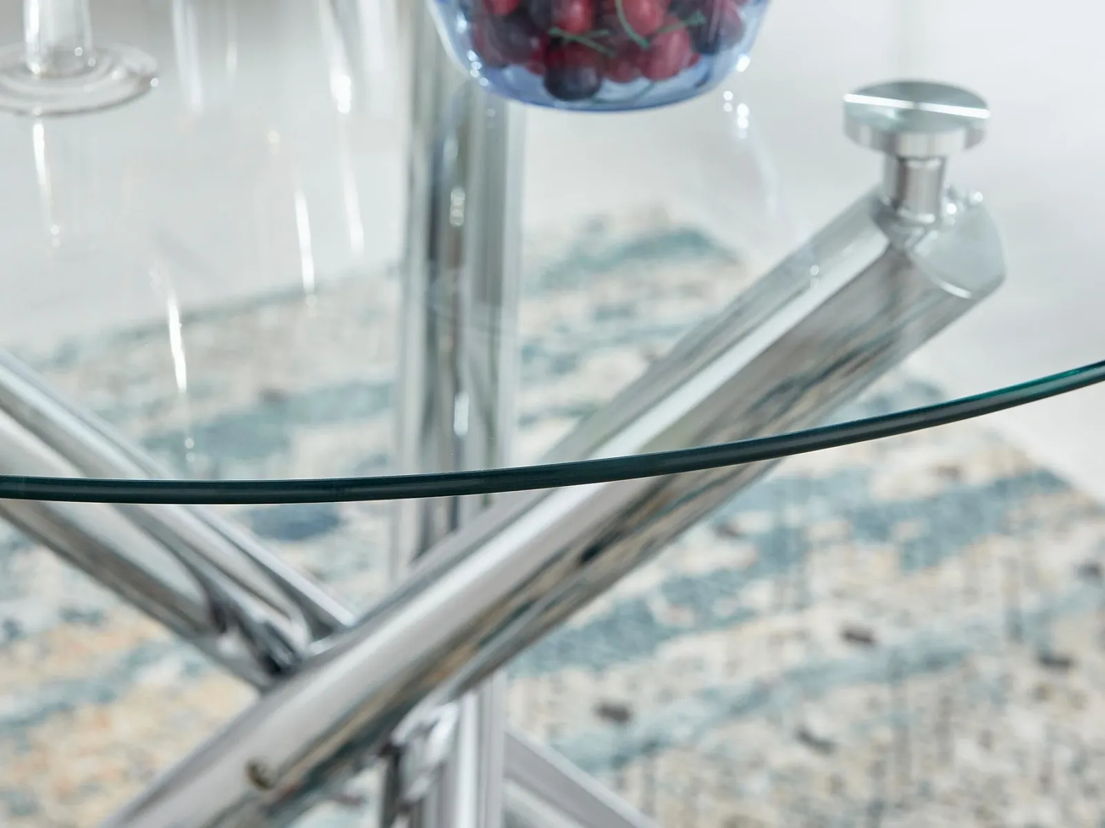 FurnitureboxUK Selina Round Glass & Chrome Metal Dining Table & Lorenzo Chairs Set in Beige 3