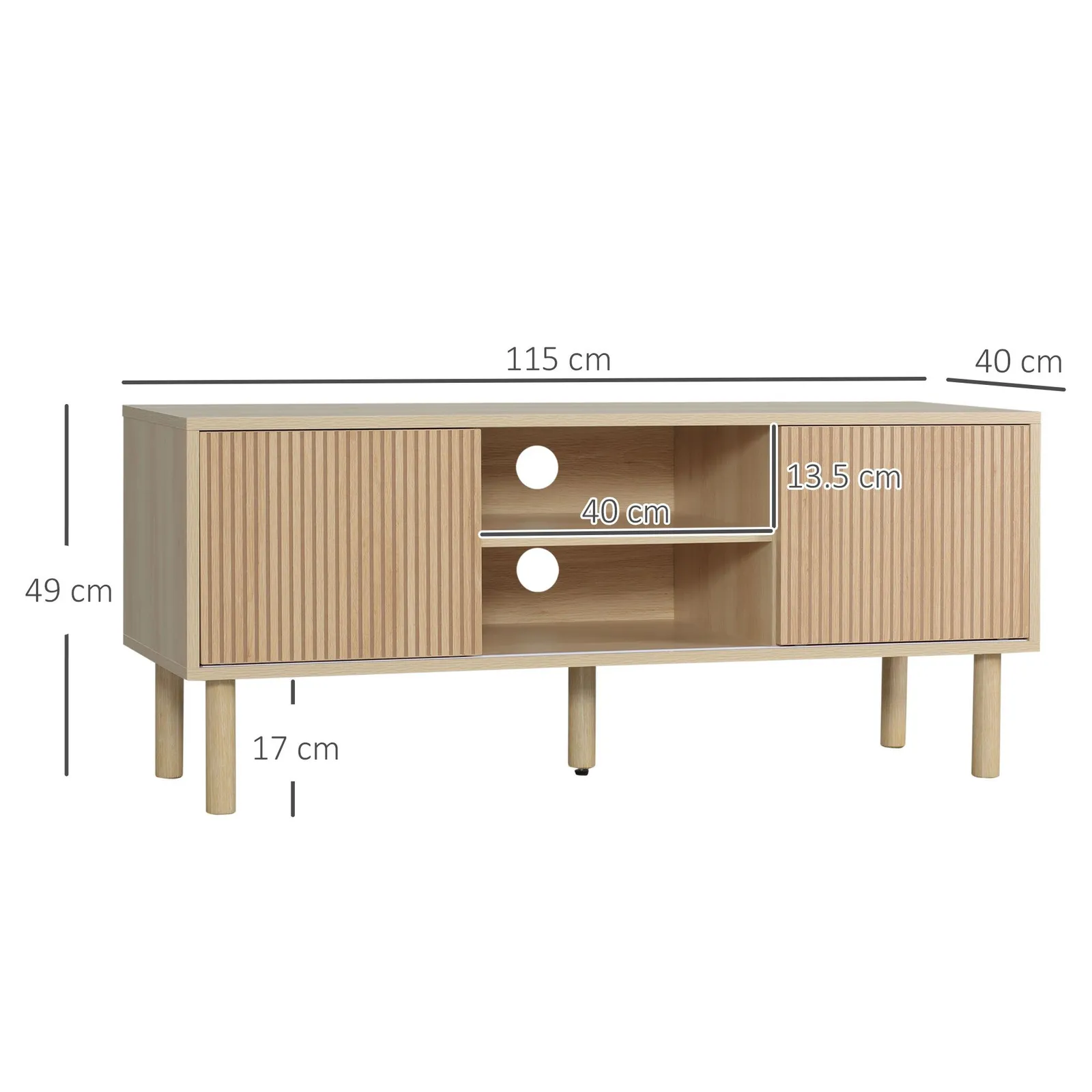 HOMCOM TV Stand Cabinet for TVs up to 50" with Sliding Doors, Natural 3
