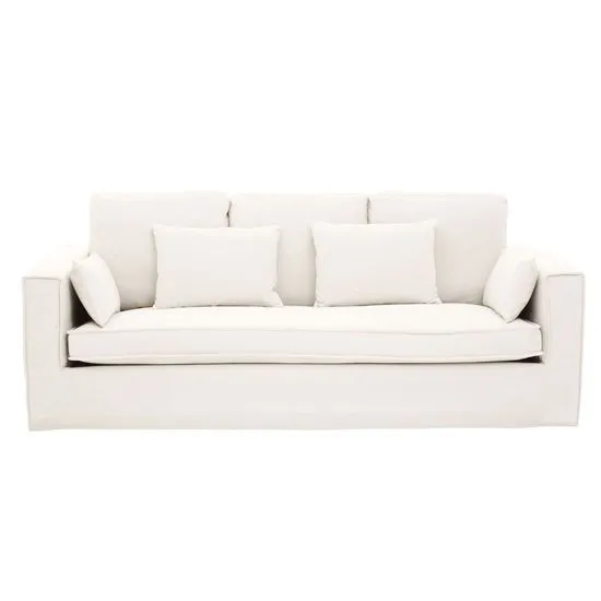 Manton Fabric Upholstered 3 Seater Sofa In Cream