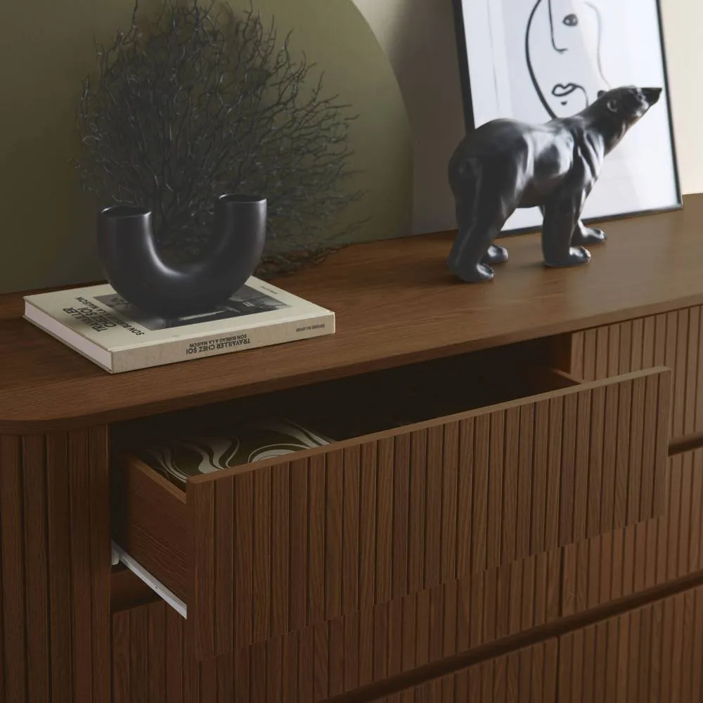 sweeek 6-drawer chest, natural striated decor in Dark Brown 4