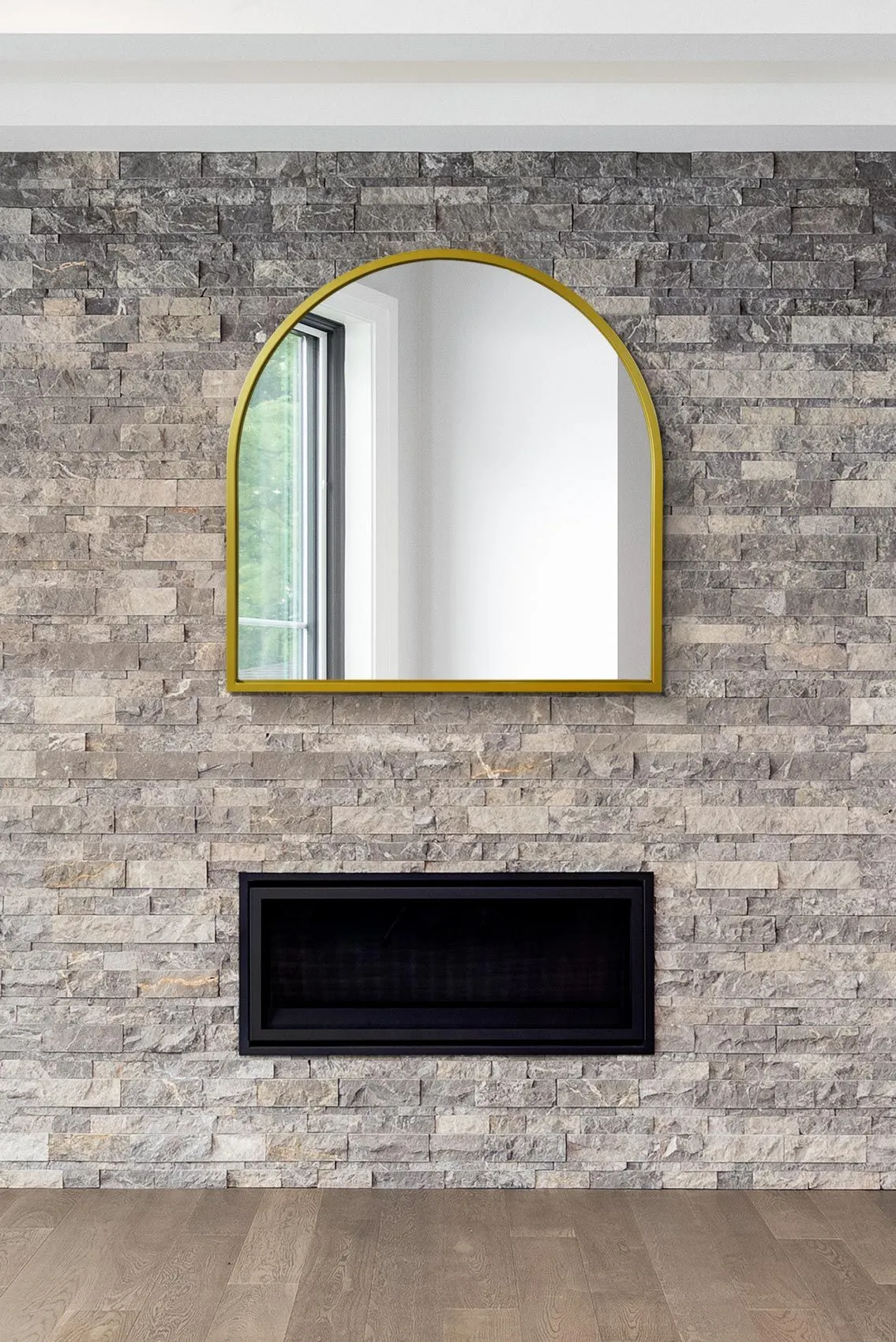 MirrorOutlet The Arcus Gold Framed Arched Leaner/Wall Mirror 39" X 39" (100CM X 100CM)