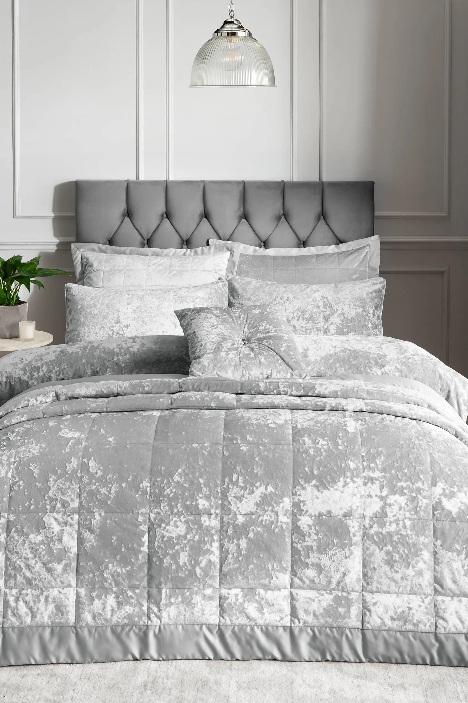 Catherine Lansfield Crushed Velvet Cushion in Silver 3