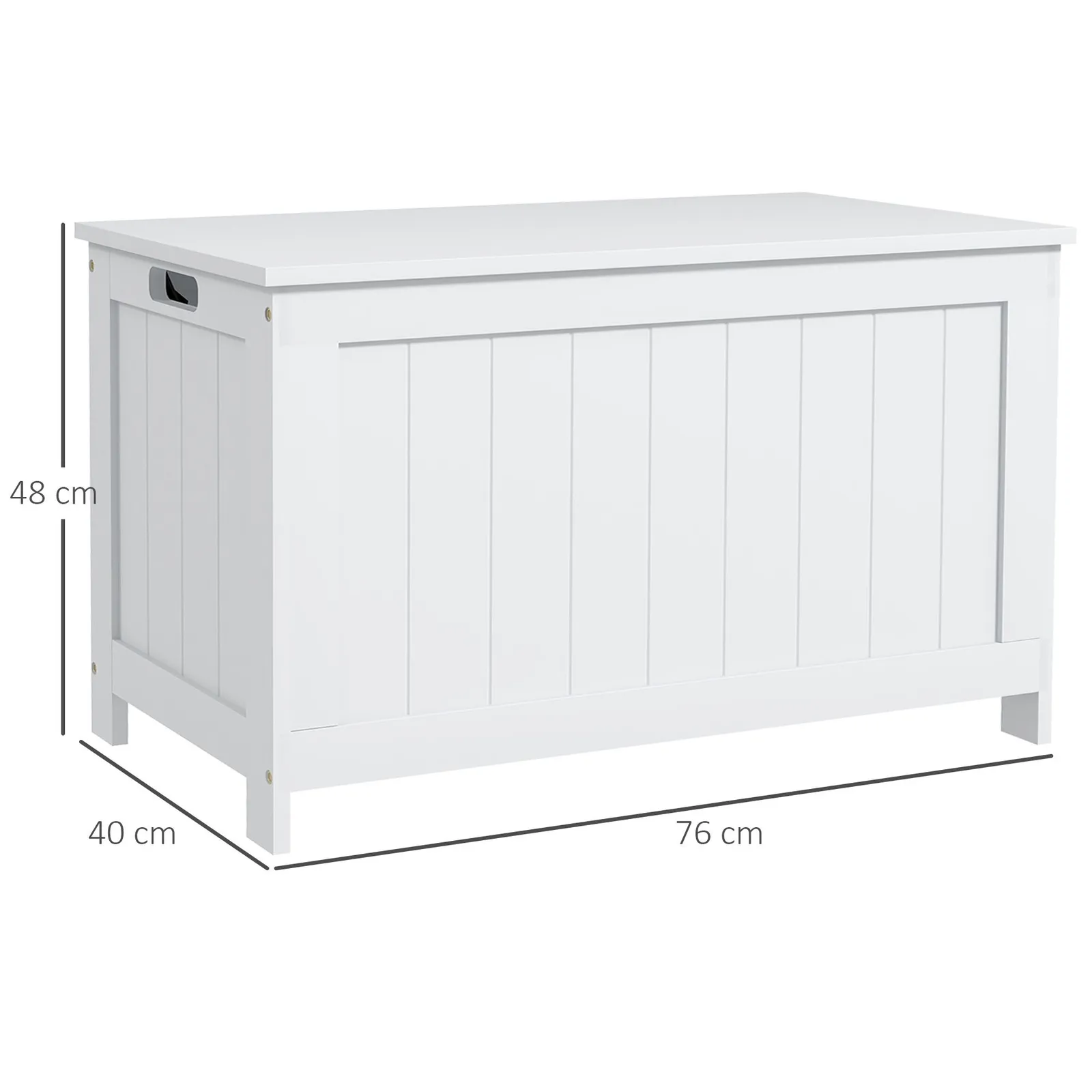 HOMCOM Storage Chest, Modern Storage Trunk with 2 Safety Hinges & Cut-out Handles, Wooden Toy Box for Living Room, Entryway, 76 x 40 x 48 cm in White 3