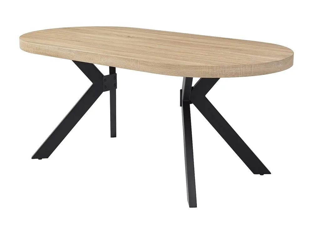 Vente-unique Dining Table for 6 People In MDF & Steel - Light Natural & Black in Light Oak 5