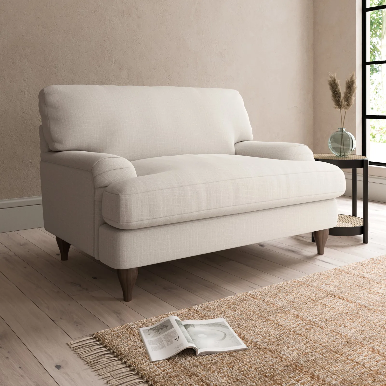 Darwin Slub Cotton Blend Snuggle Chair Slub Cotton Sandstone