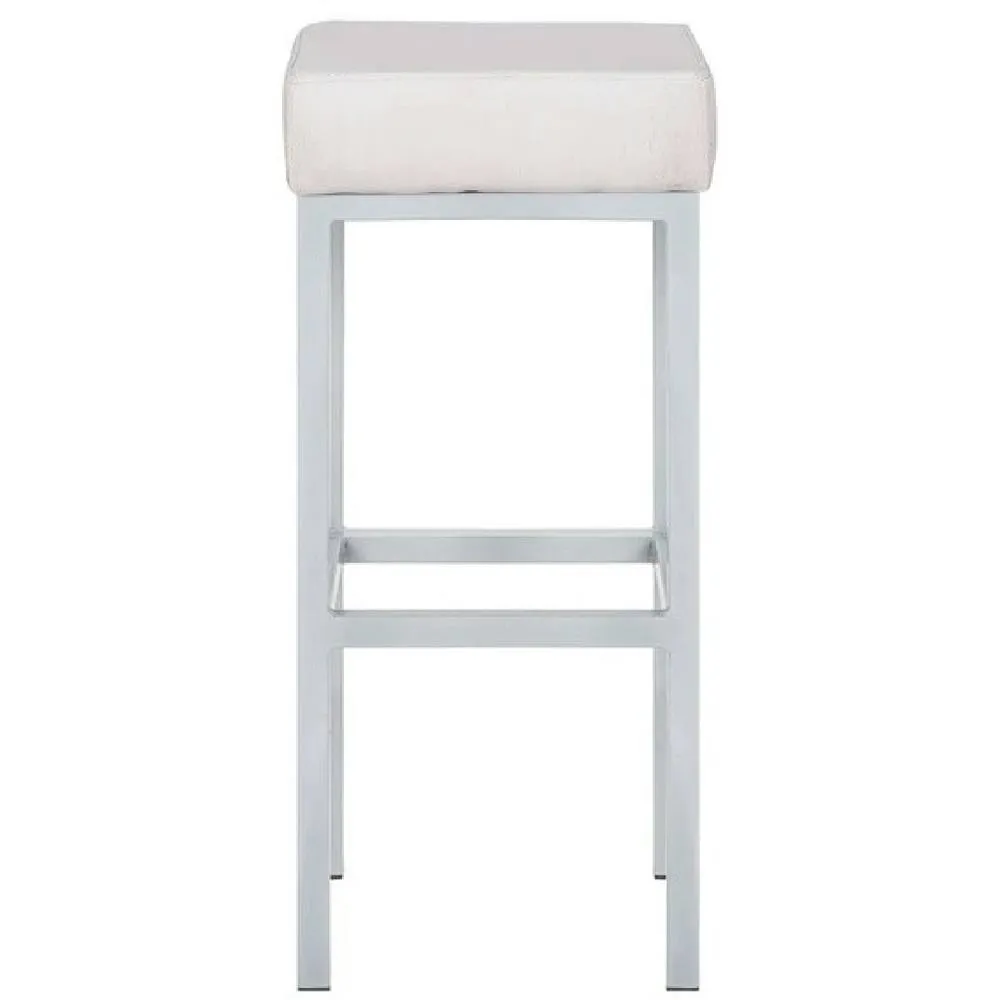 netfurniture Square Cube Shape Kitchen Bar Stool White Padded Seat 3
