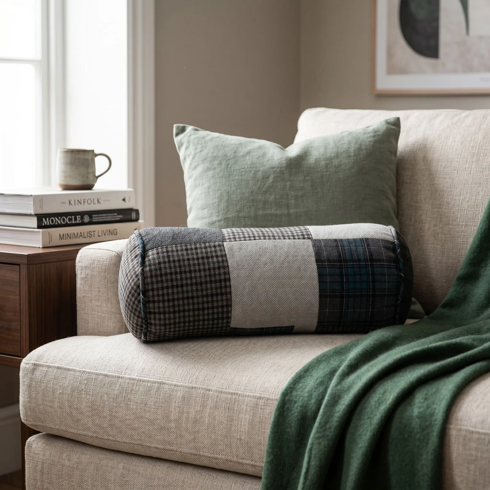 Orsina Heritage Patchwork Bolster Cushion in Black