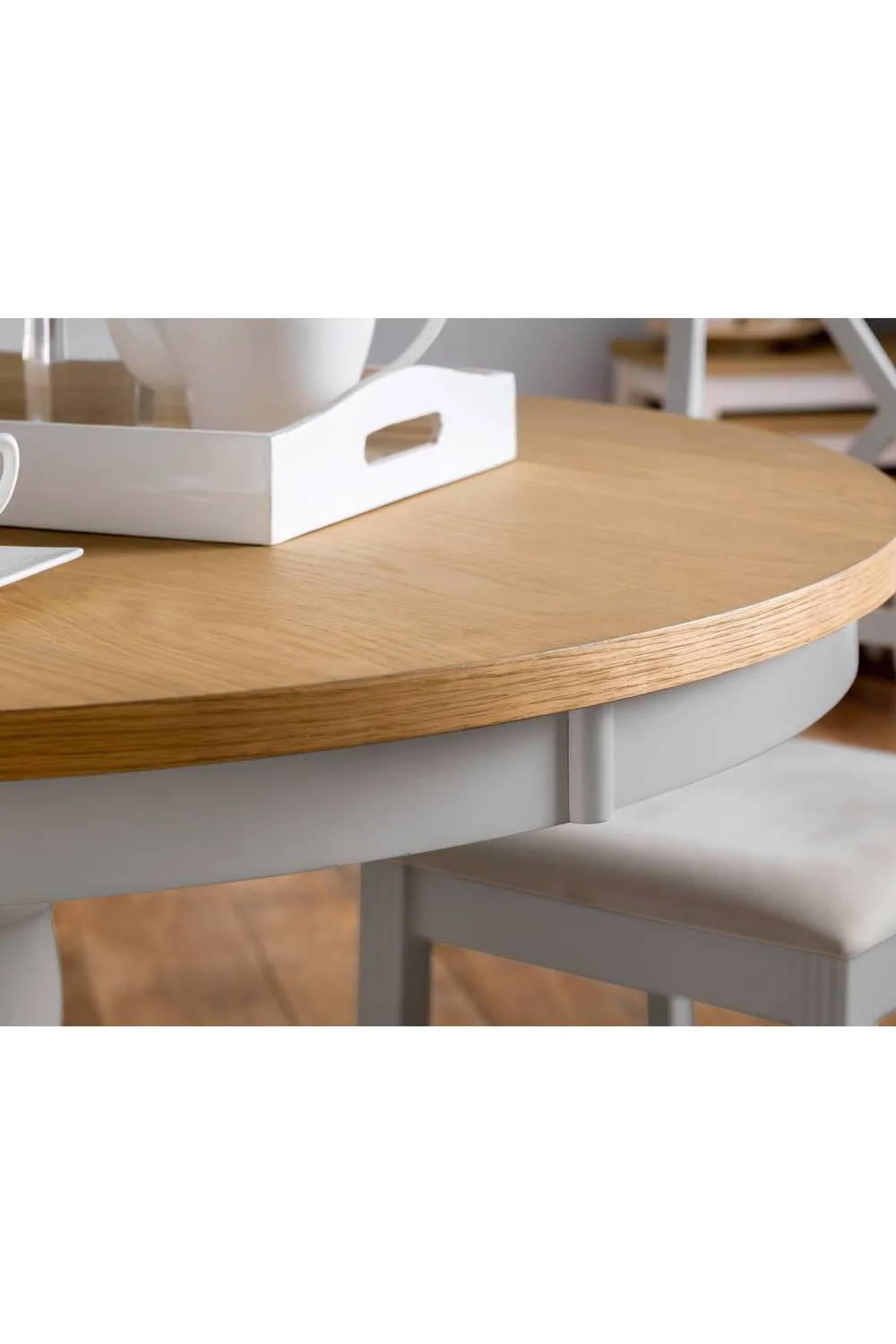 Julian Bowen Davenport Round Pedestal 4 Seater Dining Table in Grey 5