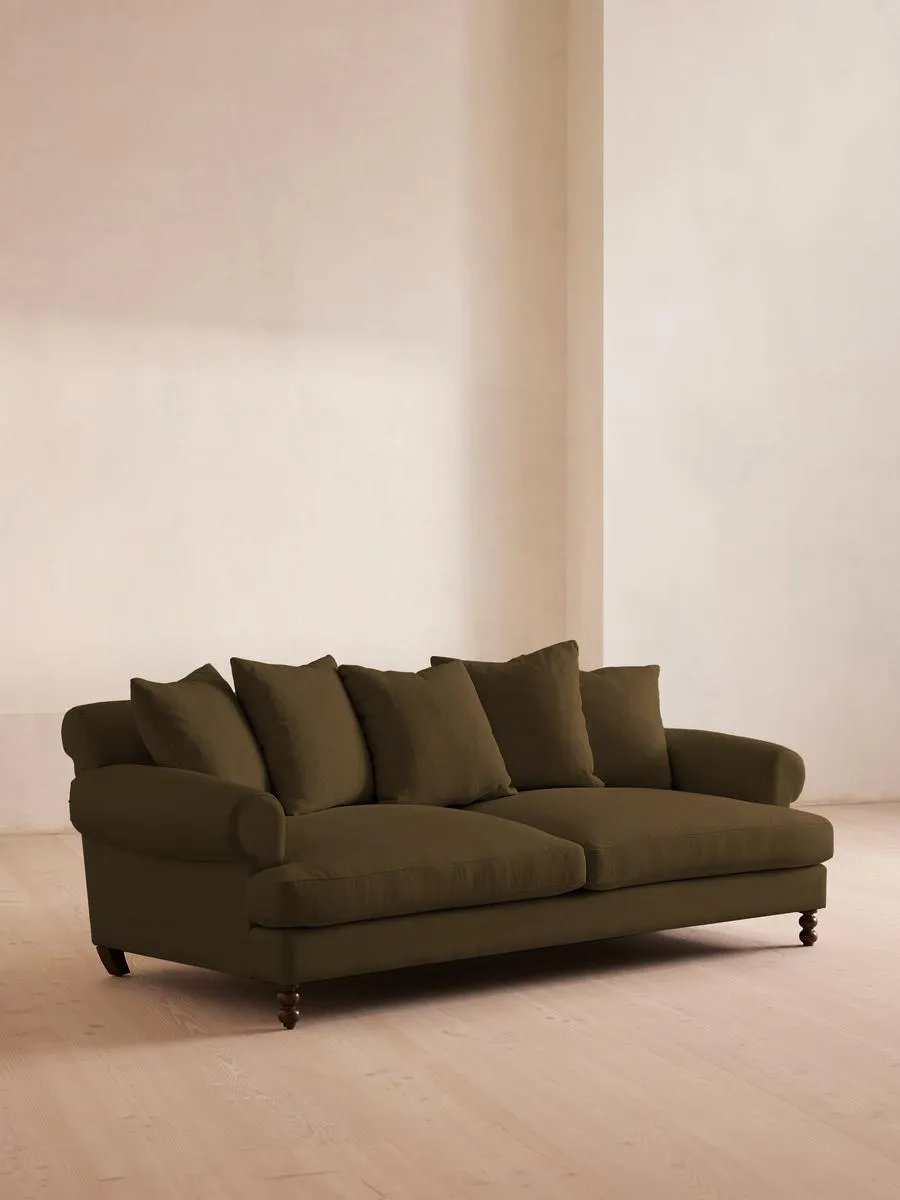 Audrey Three Seater Sofa, Linen, Olive
