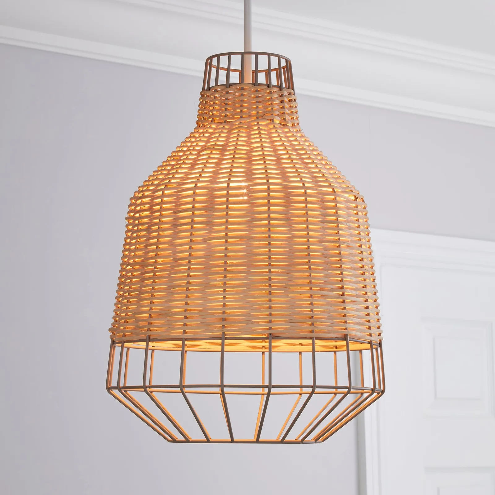 Ohio Light Rattan Easy Fit Pendant Brown