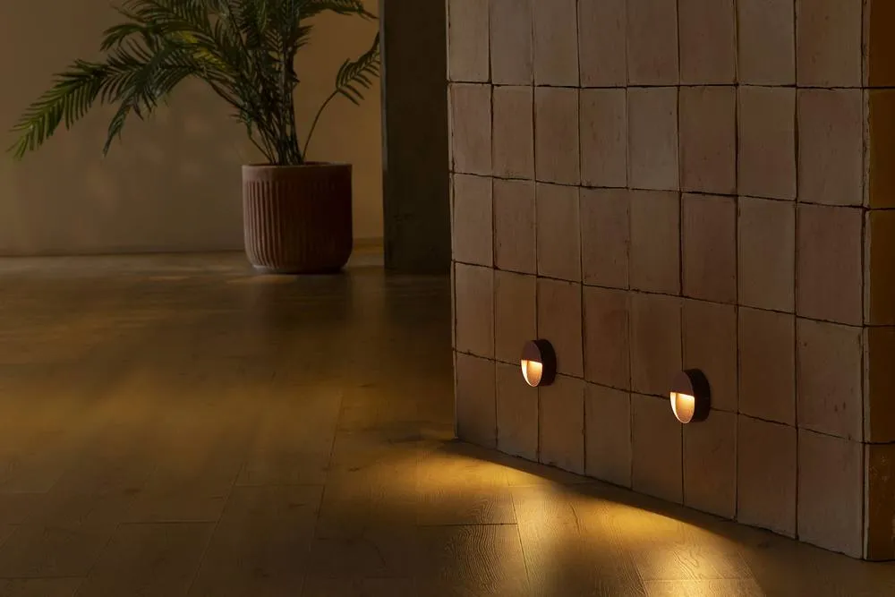 Netlighting Dune Round LED Outdoor Flush Wall Lamp Rust Brown IP65 CCT 2200 4000K 2