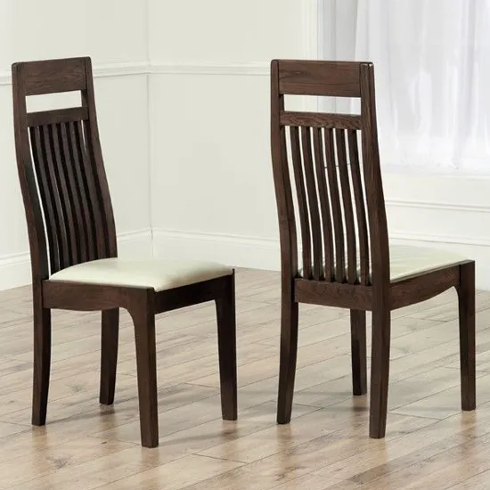 Pollux Dark Cream Dining Chairs In Pair