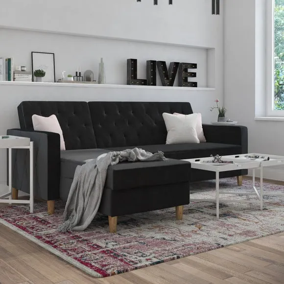 Cosmo Living Liberty Velvet Corner Chaise Double Sofa Bed 1