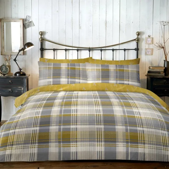 Dreams & Drapes Lodge Connolly Check 100% Brushed Cotton Duvet Cover & Pillowcase Set 1