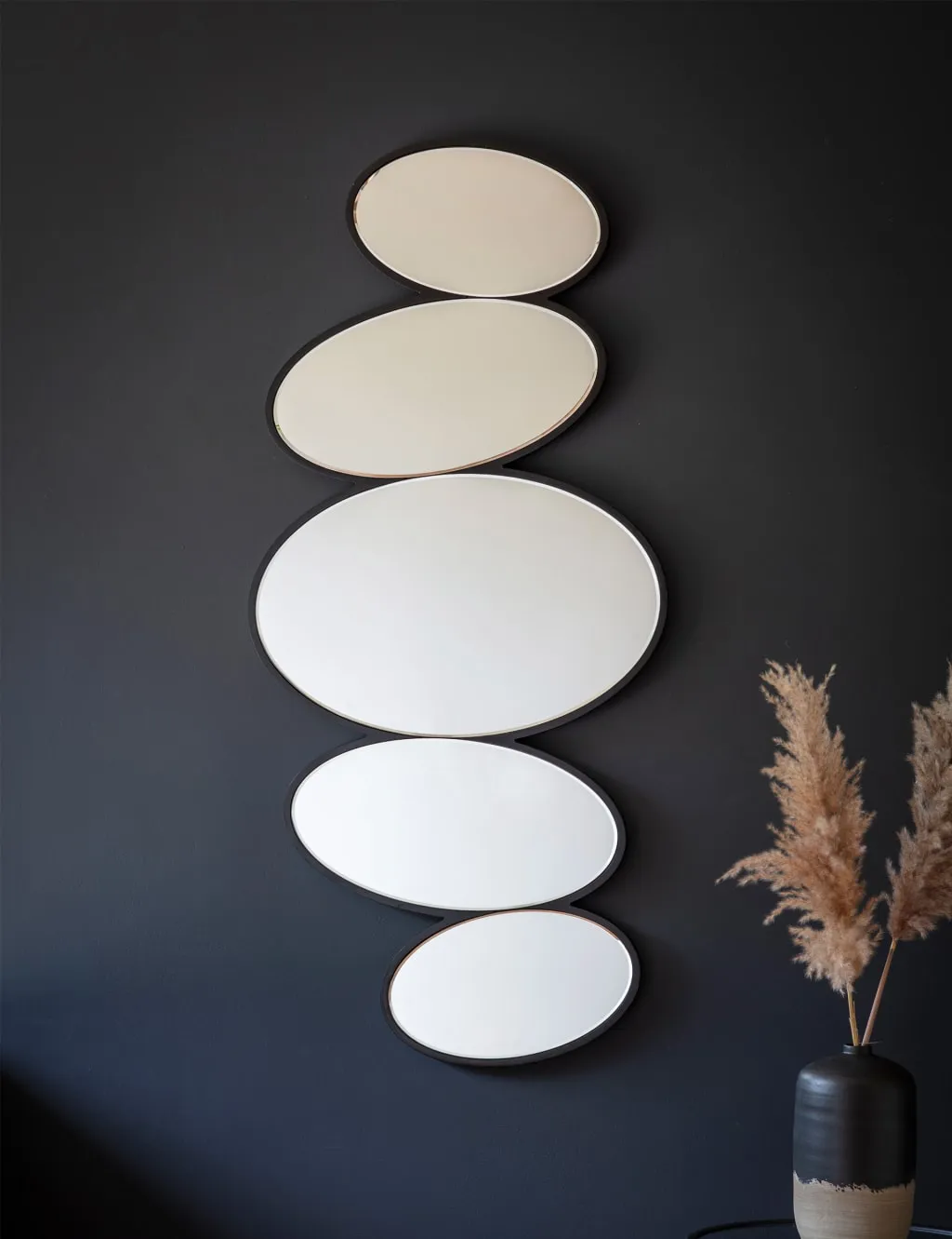 Gallery Direct Anderson Pebble Stack Extra Large Wall Mirror Black