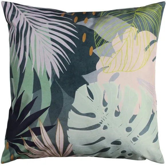 Leafy Teal Outdoor Cushion 3