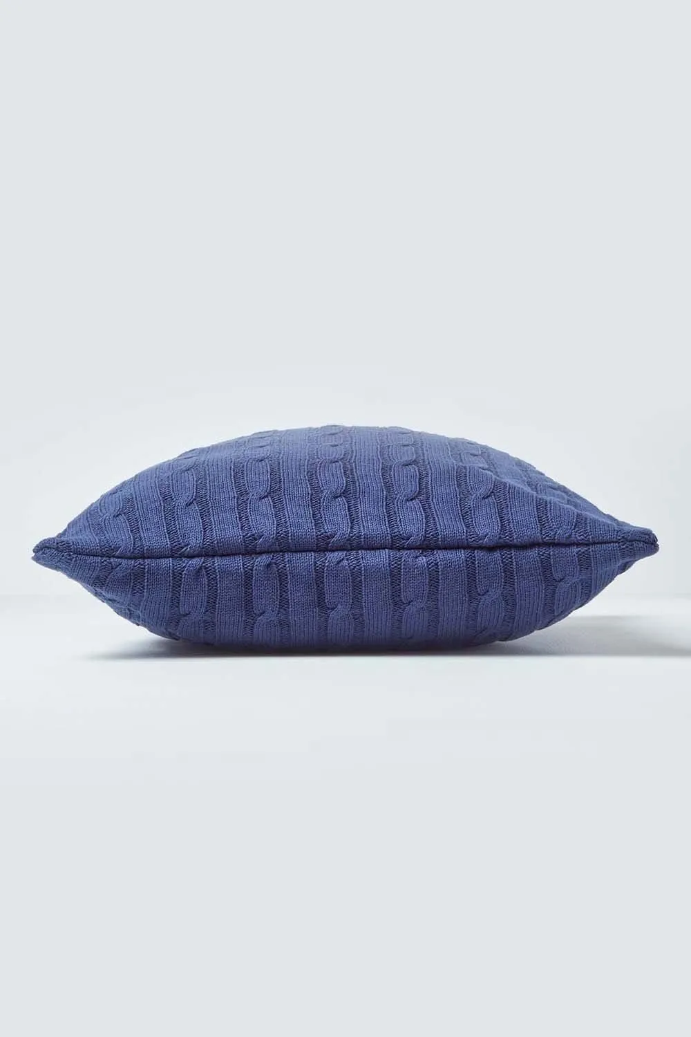 Homescapes Cotton Cable Knit Cushion Cover, 45 x 45 cm in Navy 2