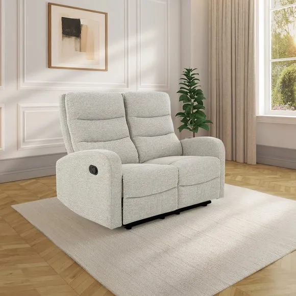 Rena Tonal Faux Linen Manual Recliner 2 Seater Sofa