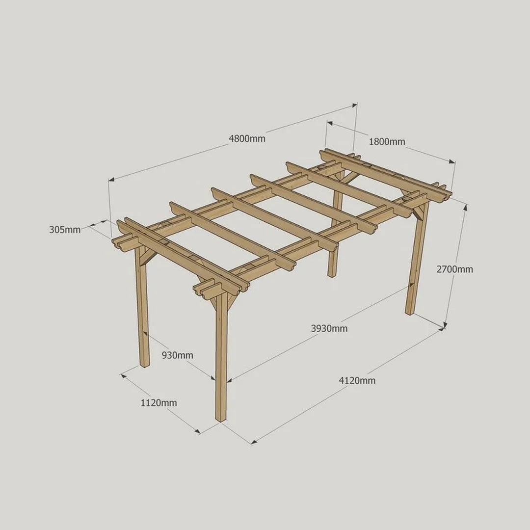 Rutland County Garden Furniture Ltd Double Garden Pergola - Wood - L180 x W480 x H270 cm - Light Green 5