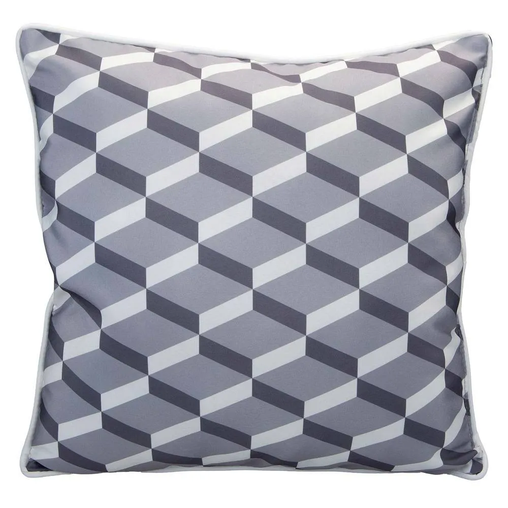 VFM e-Store Grey Scatter Cushion Geo Design Piping Edge Soft Plump
