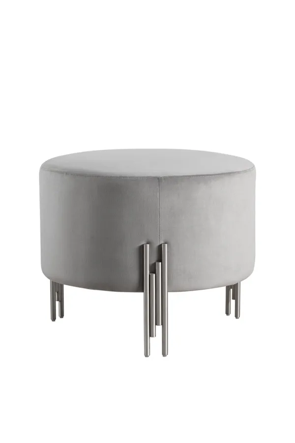 Rubell Large Stool Dove Grey Silver base
