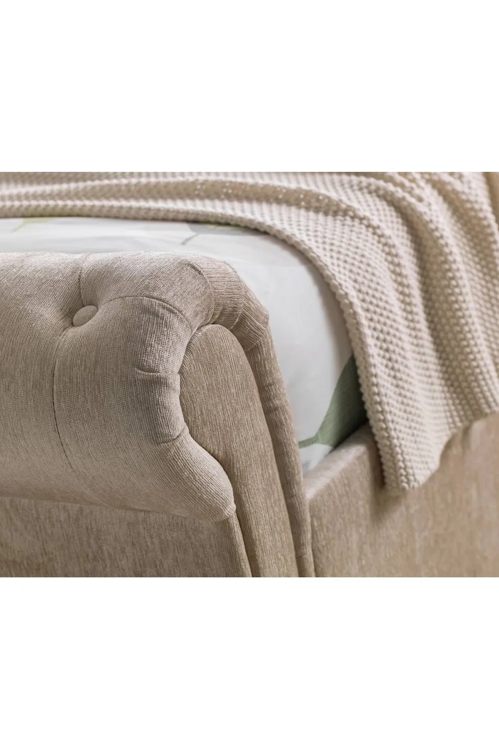 Julian Bowen Ravello King Beige Chenille Storage Bed with 2 Drawers 4