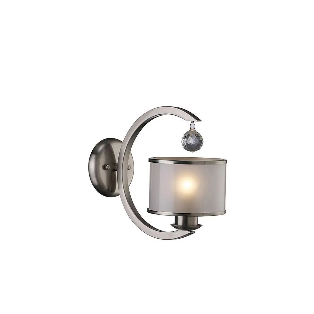 Netlighting Lincoln Wall Lamp E27 Satin NickelGlassCrystal in Grey