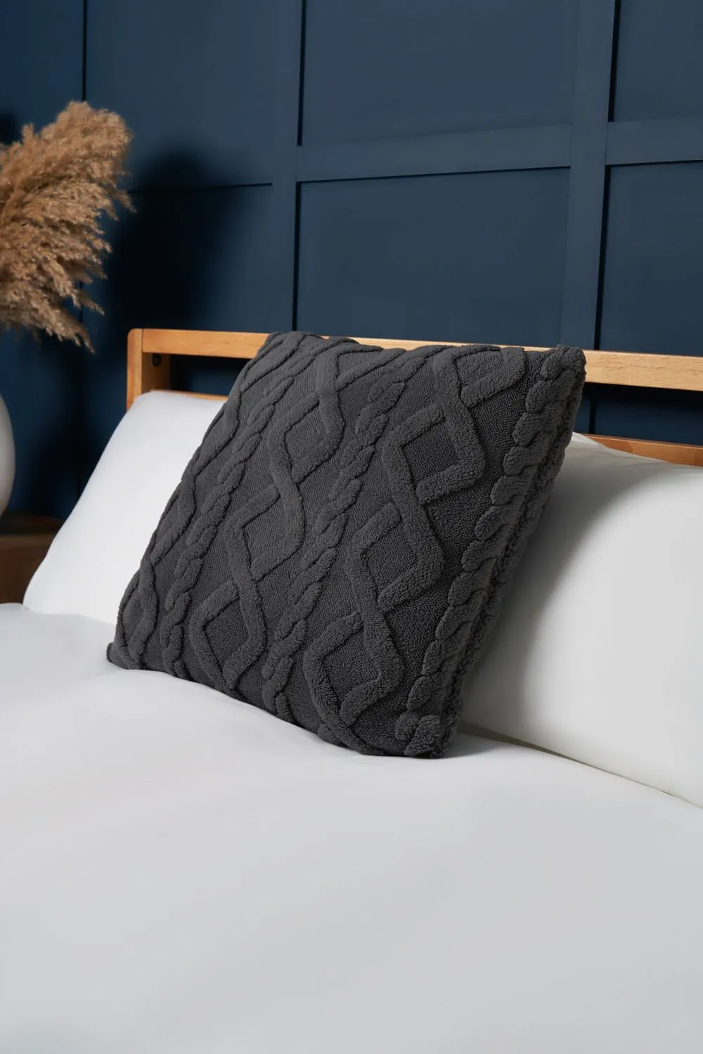 BHS Cable Knit Cushion in Charcoal 1