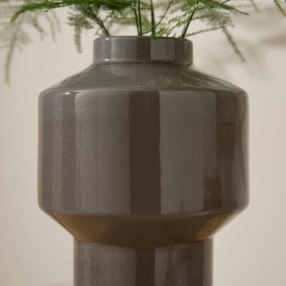 Soft Grey Industrial Ceramic Vase 2