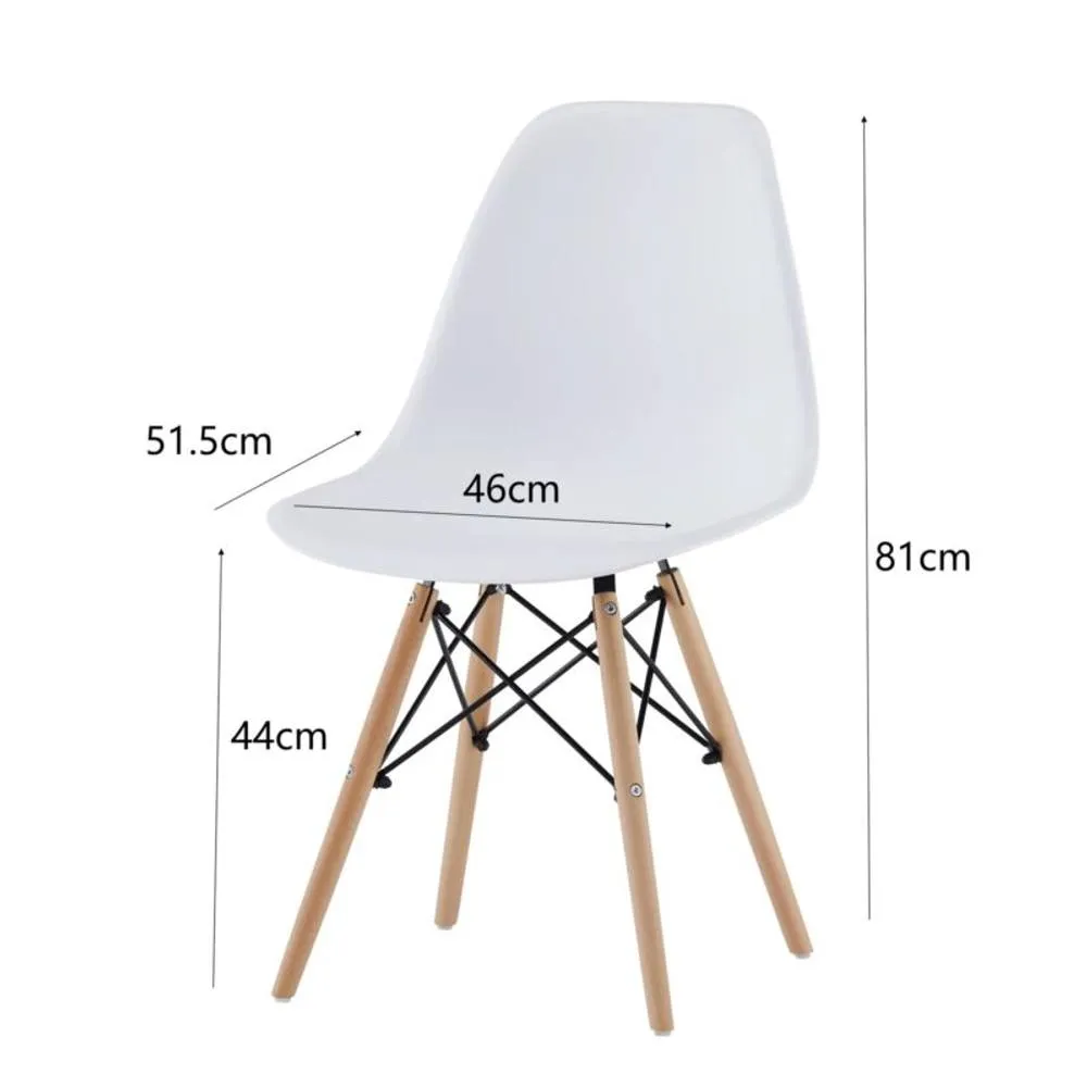 Comfy Living Ltd Piece Dining Set With Oak Wooden Top & 4 White Chairs With Metal Detailing in Light Oak 4