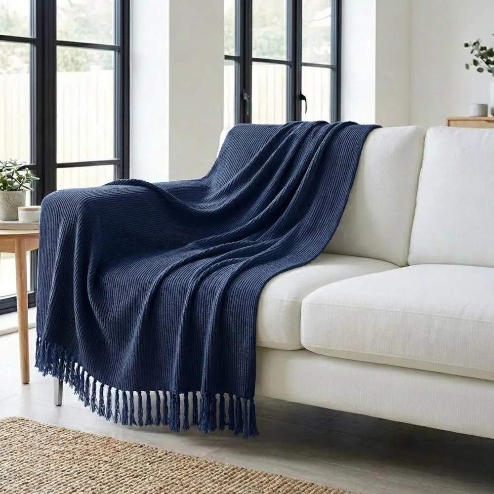 Garden Greatness Maison Navy Woven Throw