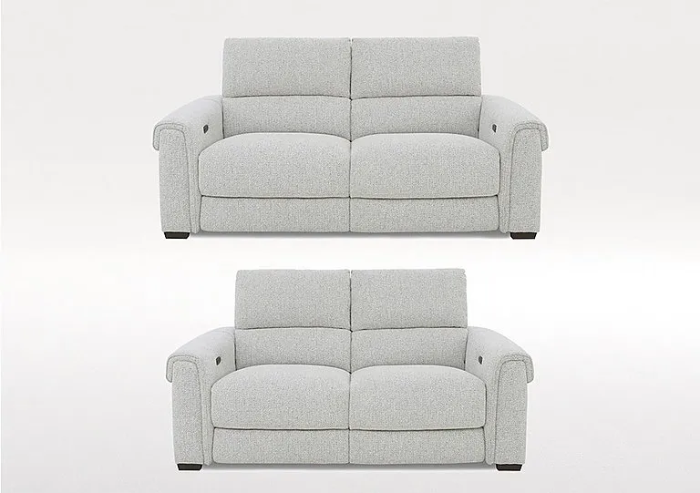 Nixon 3 Seater and 2 Seater Fabric Power Recliner Sofa Set - Oyster