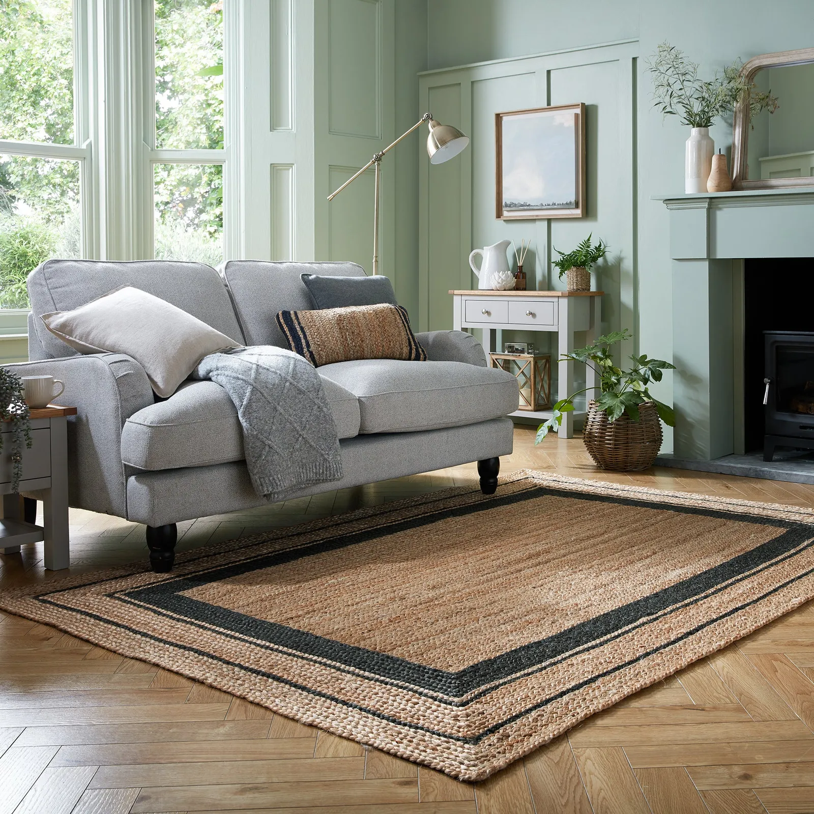 Stanford Border Jute Rug Stanford Border Natural and Navy