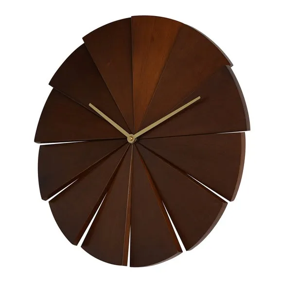 Interval Segmented Pine Round Wall Clock 3