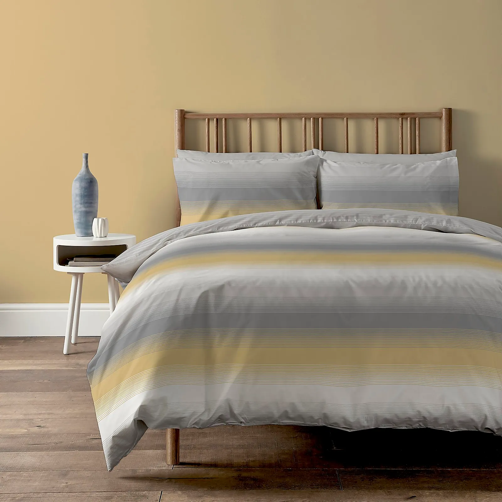 Copenhagen Home Faded Stripe Reversible Bedset - Single - Ochre
