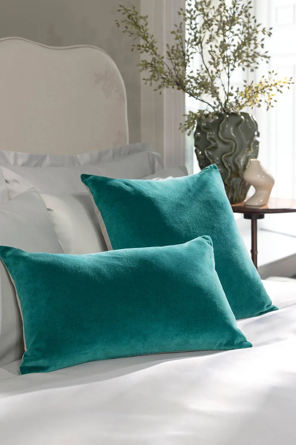 CHRISTY Luxury Filled Velvet 'Jaipur' Rectangle Cushions in Blue 2
