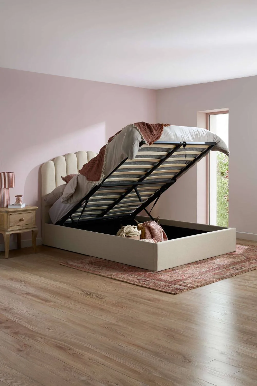 Birlea Monaco King Ottoman Bed Beige 2
