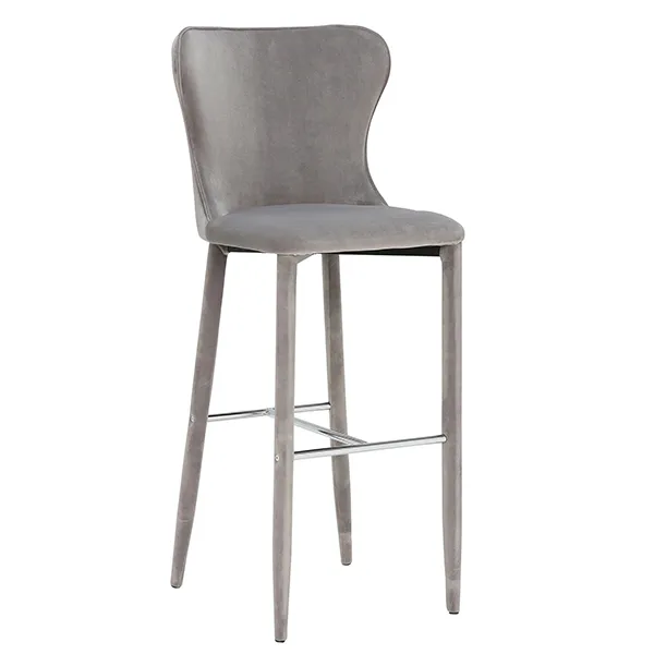 Howell Velvet Bar Stool  Smoke Grey
