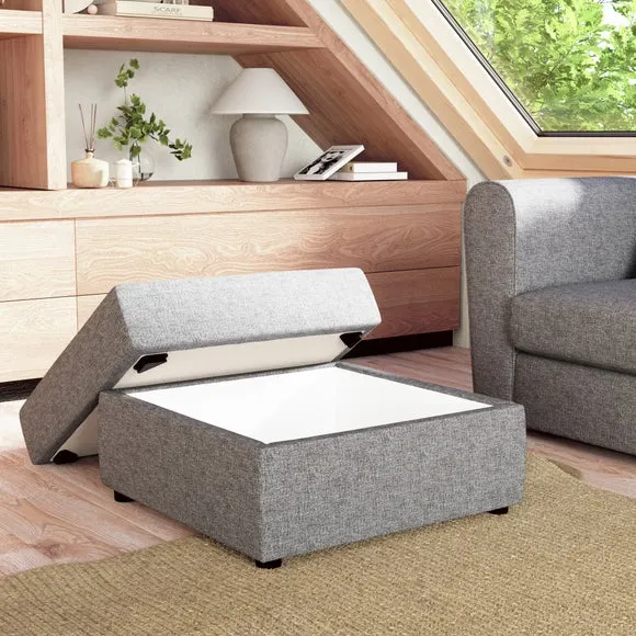 Square Tonal Weave Storage Footstool 2