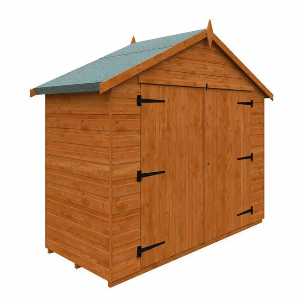 Buttercup Farm 3 x 7 Feet Apex Compact 12mm Shed - Solid Wood/Softwood/Pine in Burnt Orange