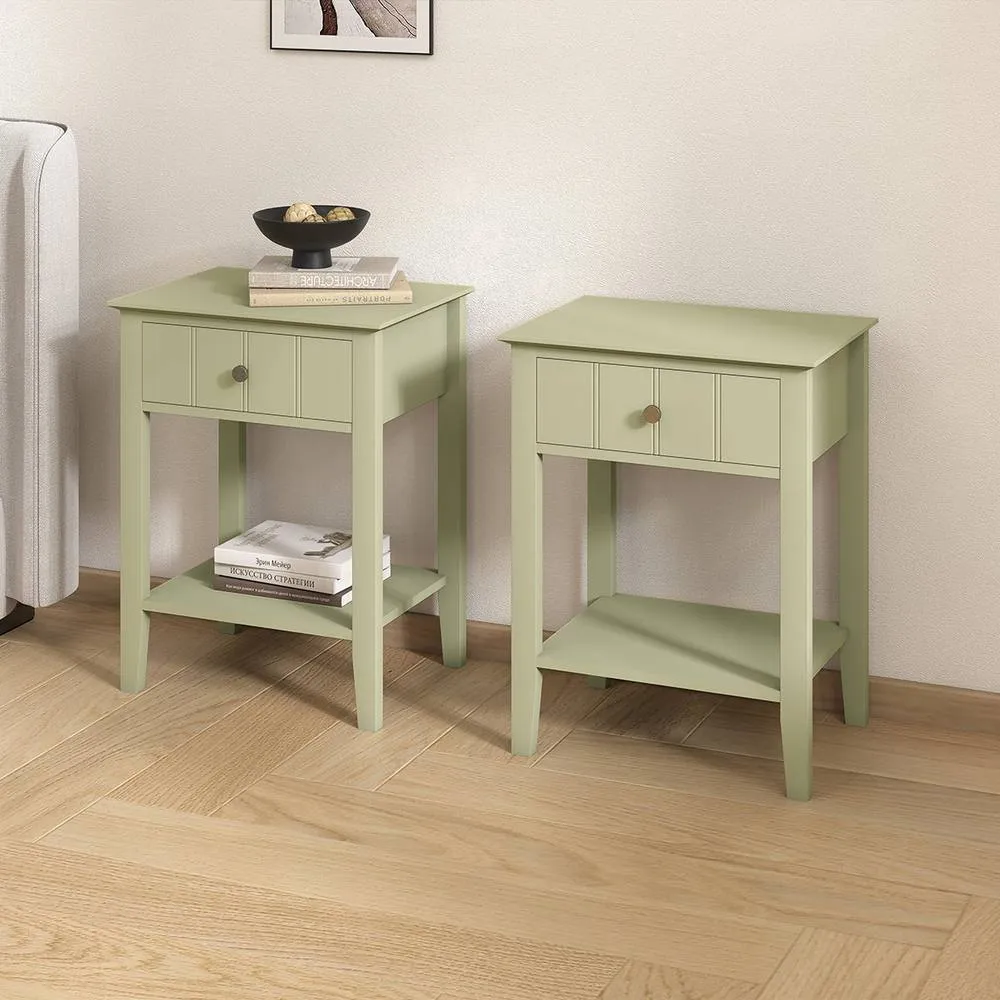 Melody Maison Chest & Pair Of One Drawer Bedside Tables - Padstowe Sage Green Range 6